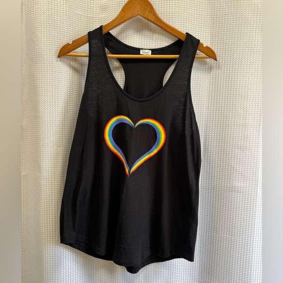Kismet Tops - Kismet Black Tank Top with Rainbow Heart - size medium